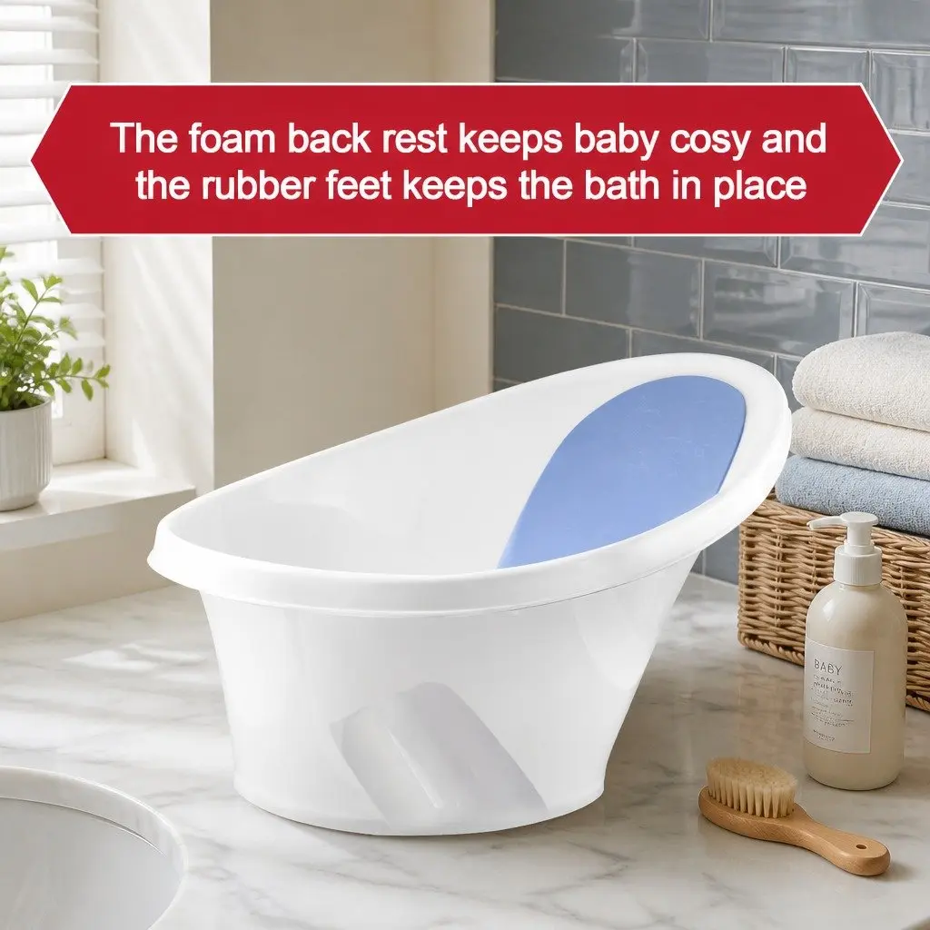 Baby Bath Tub Soft Foam Backrest 60 cm Blue