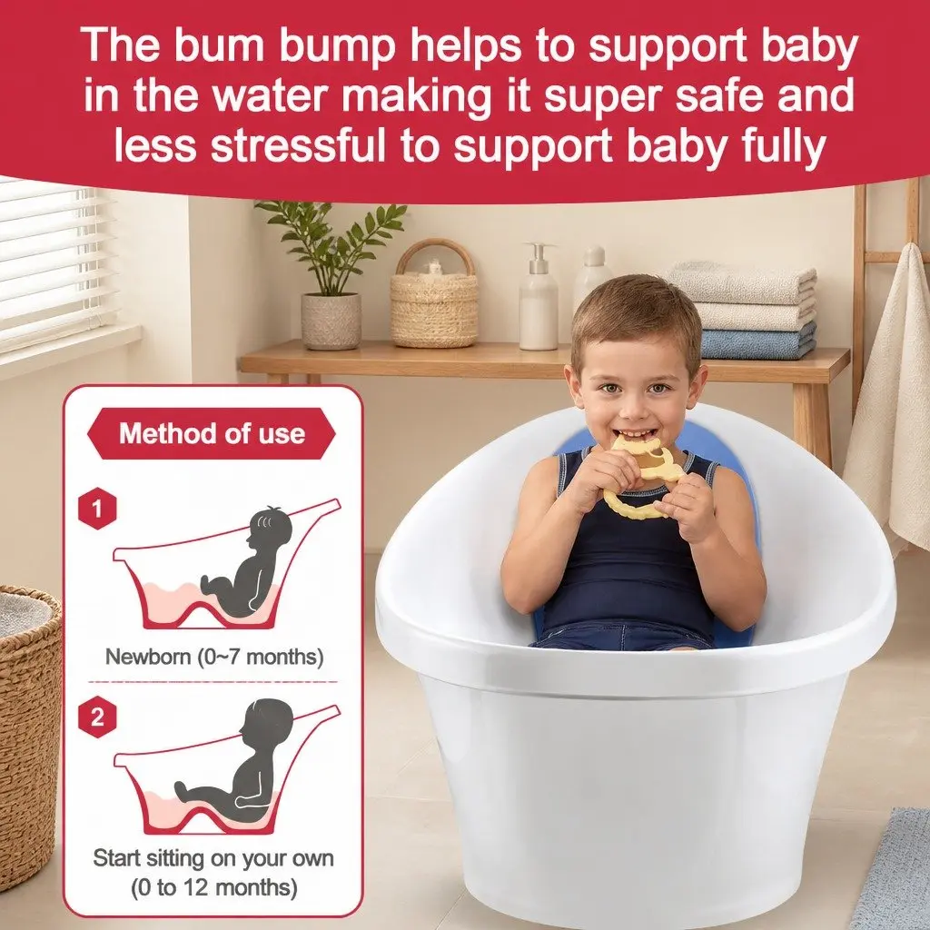 Baby Bath Tub Soft Foam Backrest 60 cm Blue