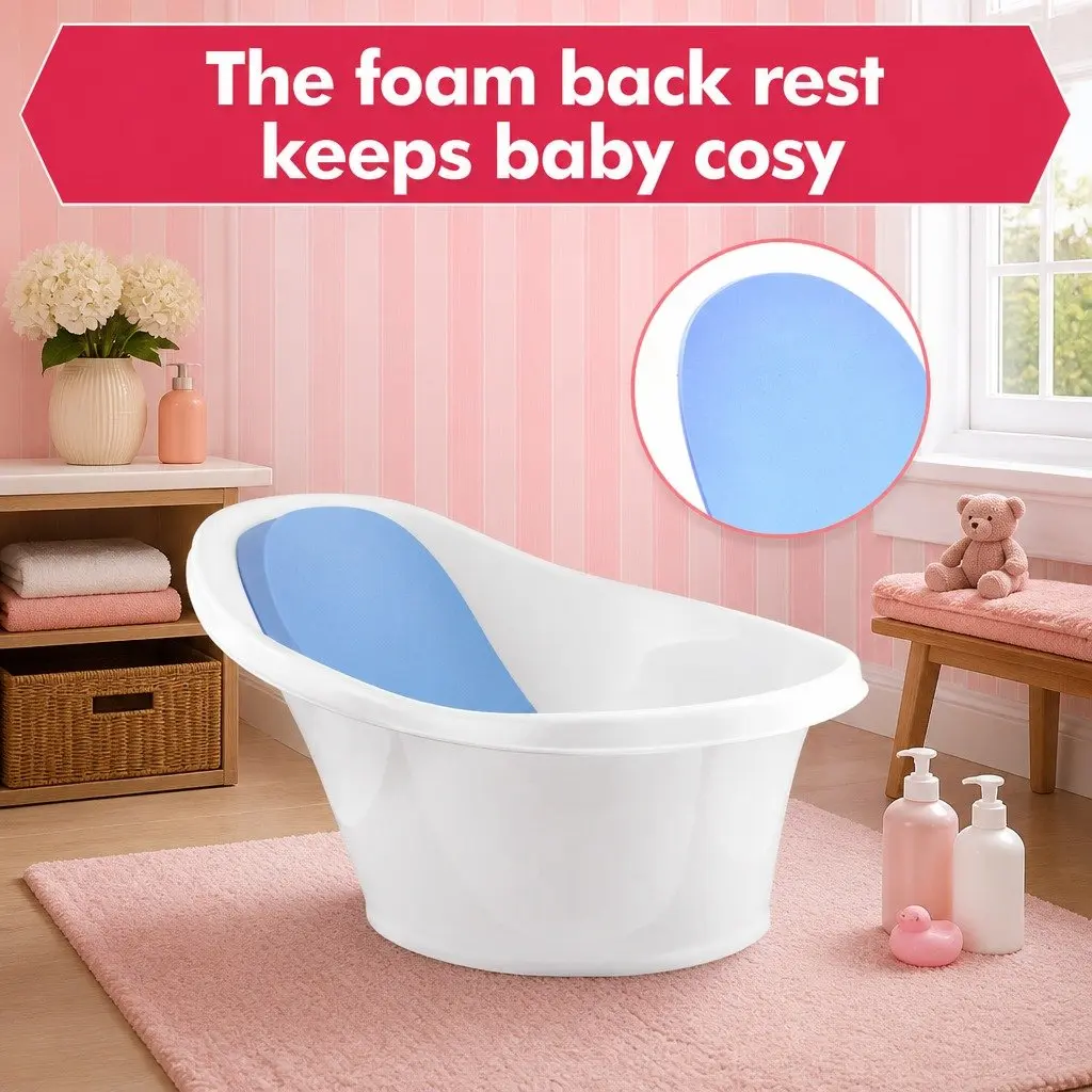 Baby Bath Tub Soft Foam Backrest 60 cm Blue