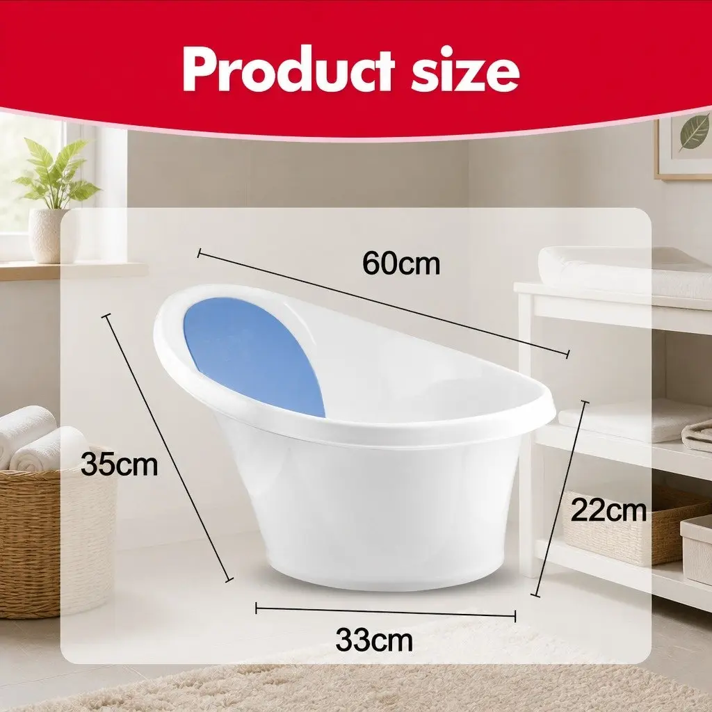 Baby Bath Tub Soft Foam Backrest 60 cm Blue