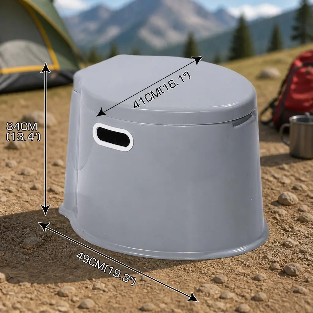 Portable Camping Toilet Plastic 6L Capacity Grey