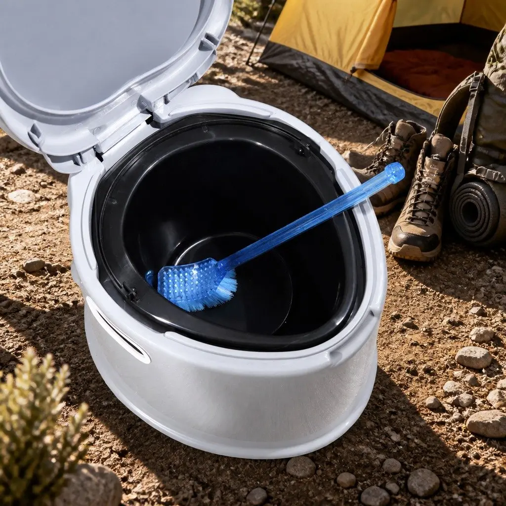 Portable Camping Toilet Plastic 6L Capacity Grey