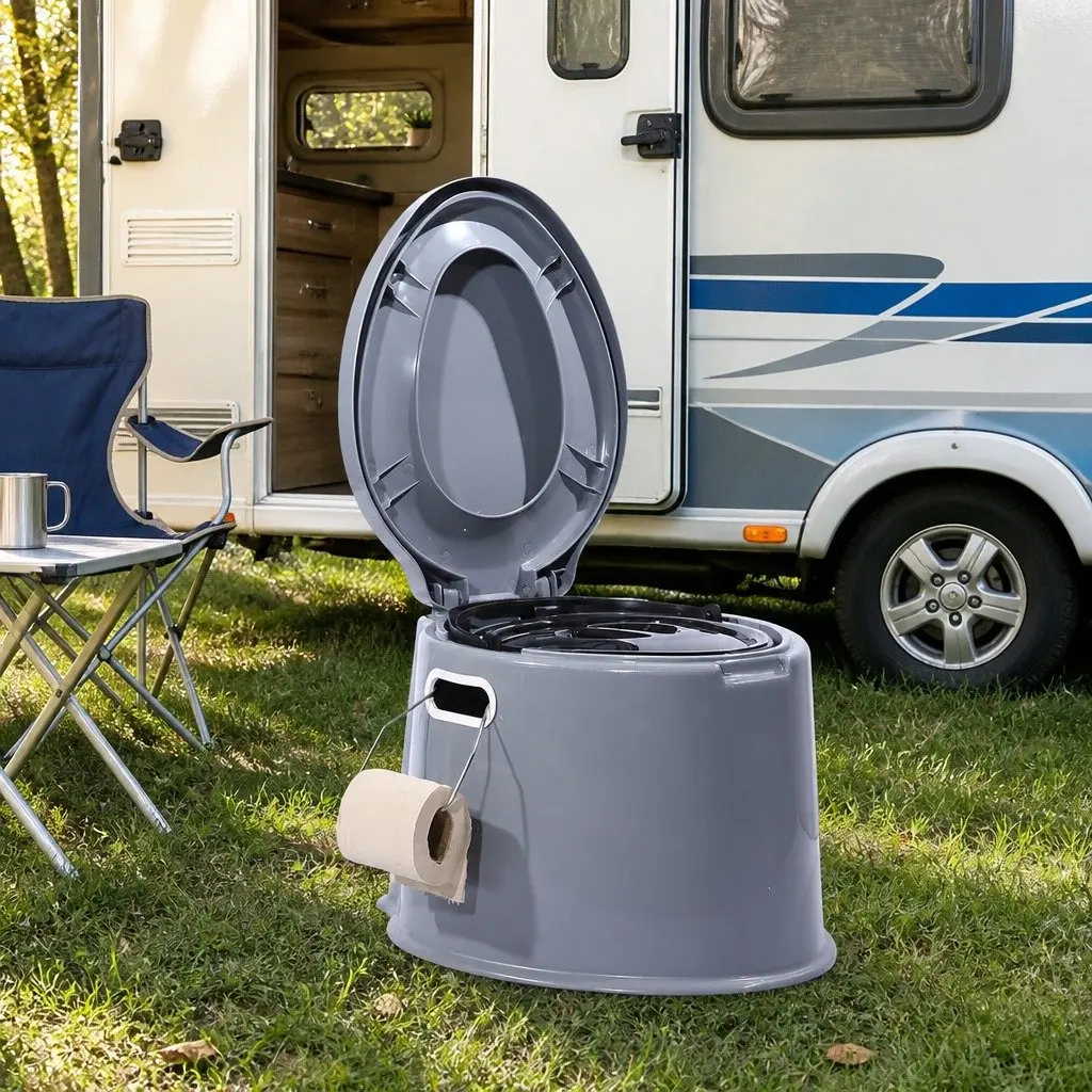 Portable Camping Toilet Plastic 6L Capacity Grey