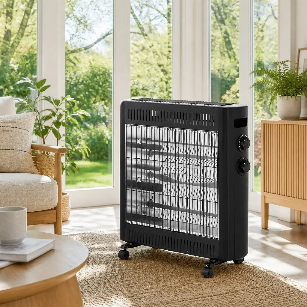 Infrared Heater Quartz Elements 2200W Portable Black 53x21x65cm