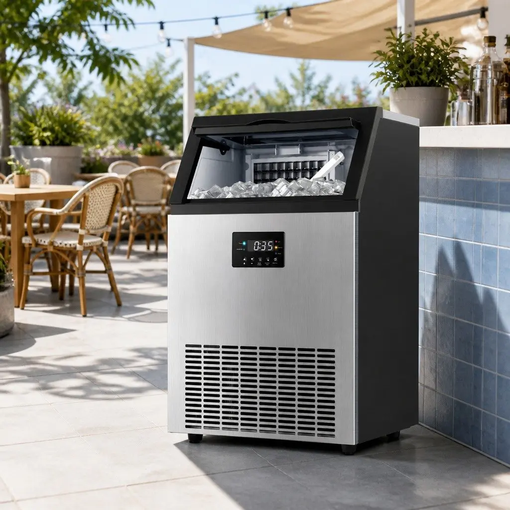 Commercial Ice Maker Machine Stainless Steel 45kg Daily Capacity Silver