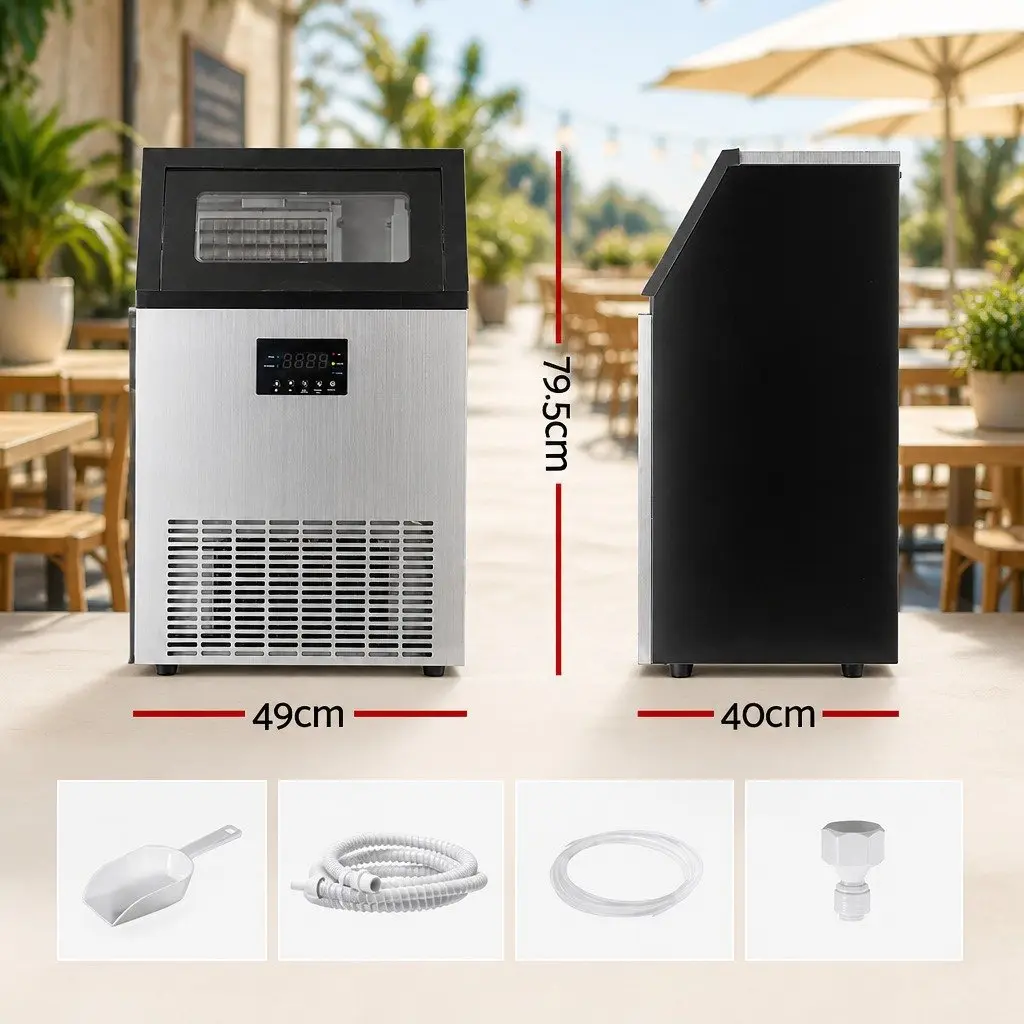 Commercial Ice Maker Machine Stainless Steel 45kg Daily Capacity Silver