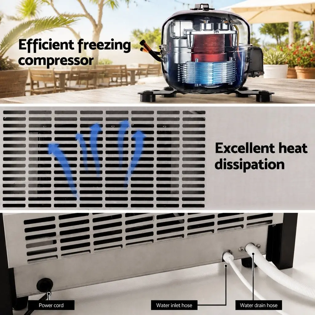 Commercial Ice Maker Machine Stainless Steel 45kg Daily Capacity Silver