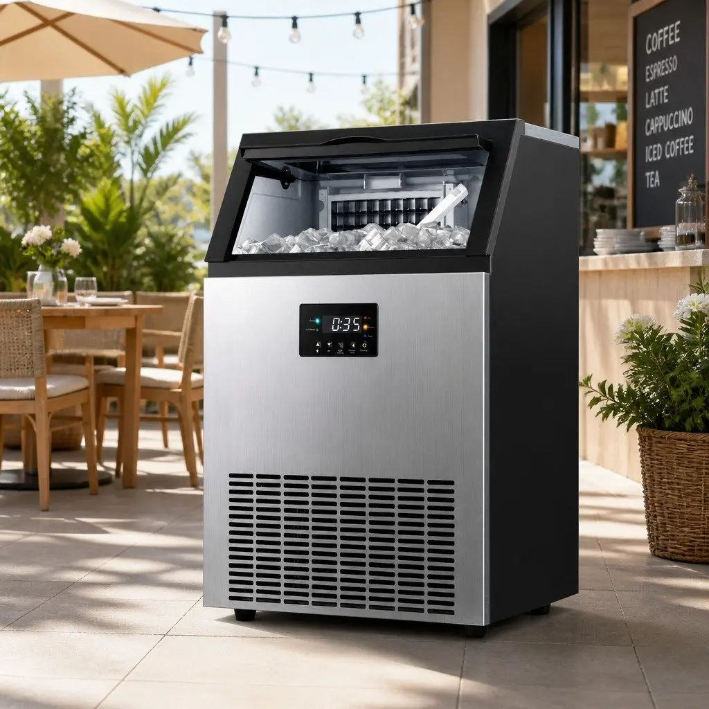 Commercial Ice Maker Machine Stainless Steel 45kg Daily Capacity Silver