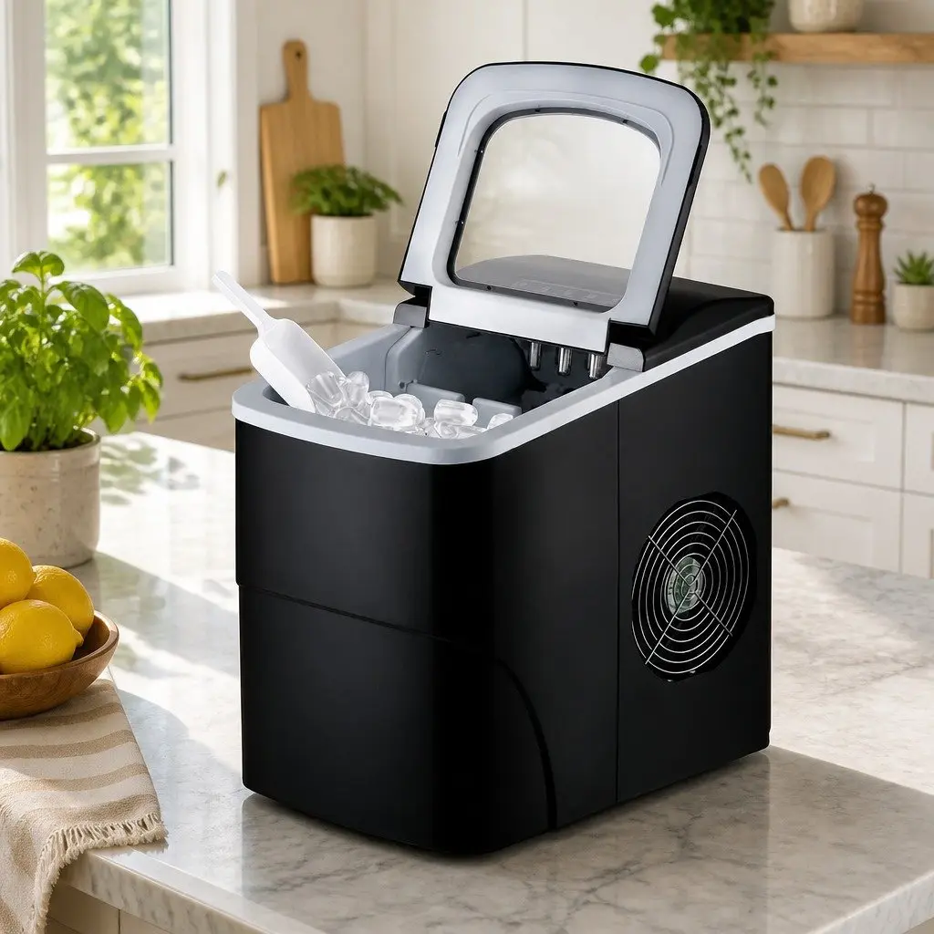 Portable Ice Maker Machine Plastic 2L Water Tank Black