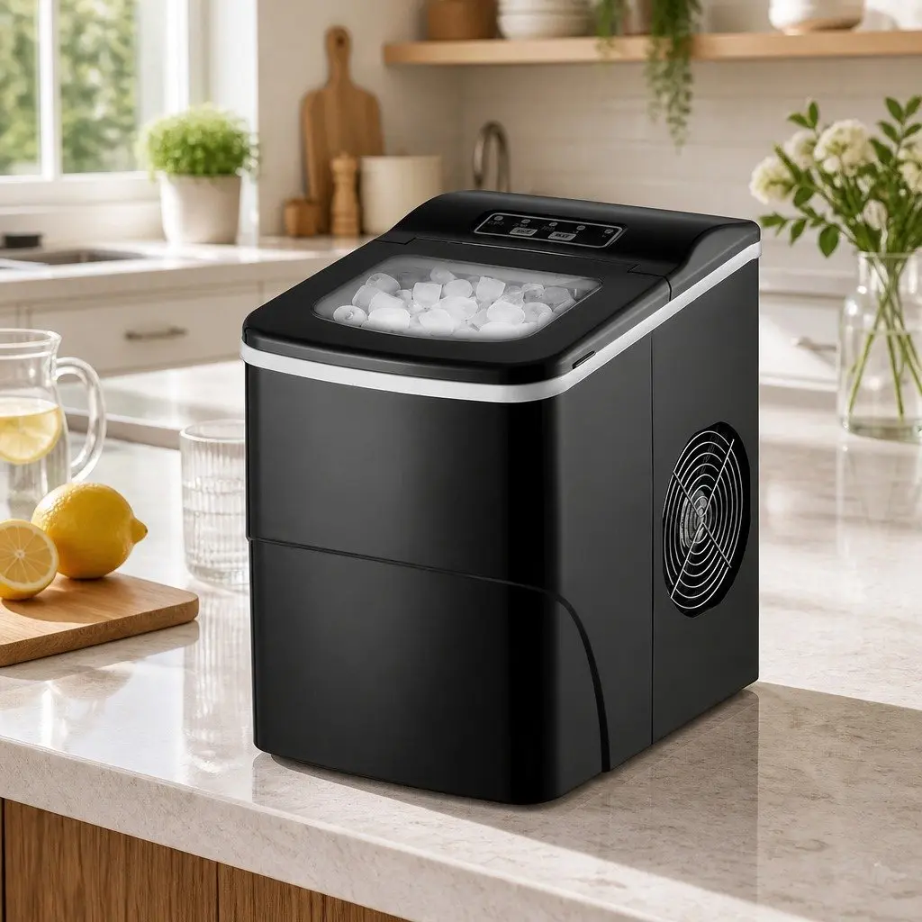 Portable Ice Maker Machine Plastic 2L Water Tank Black