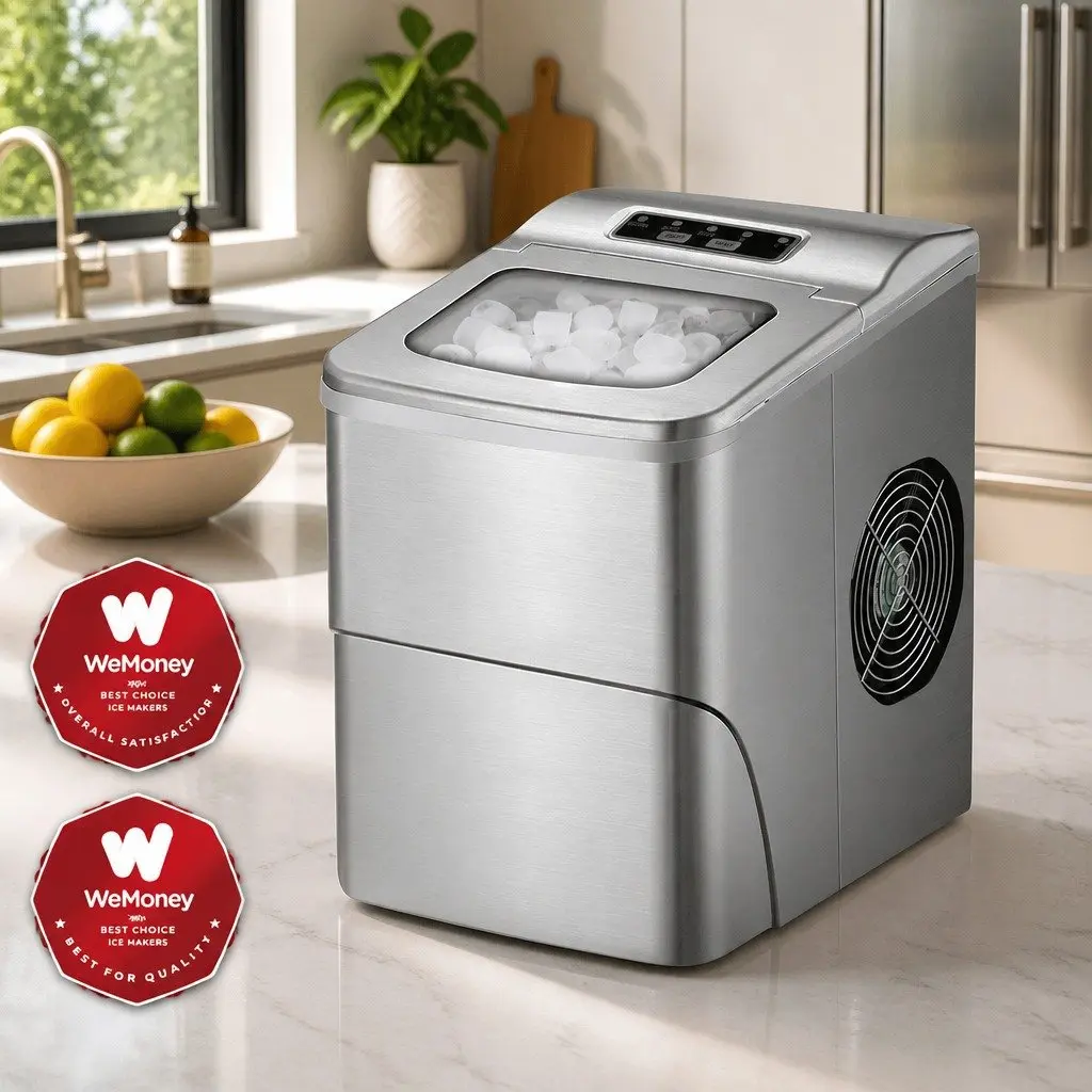 Portable Ice Maker Countertop Plastic 12kg Daily Production Bullet-Shaped Silver