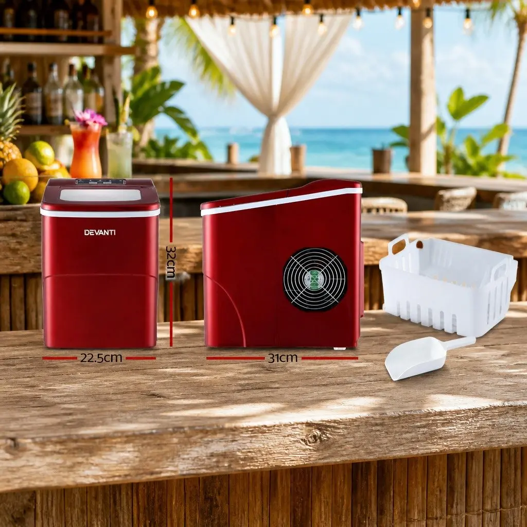 Portable Ice Maker Machine Plastic 2L Red