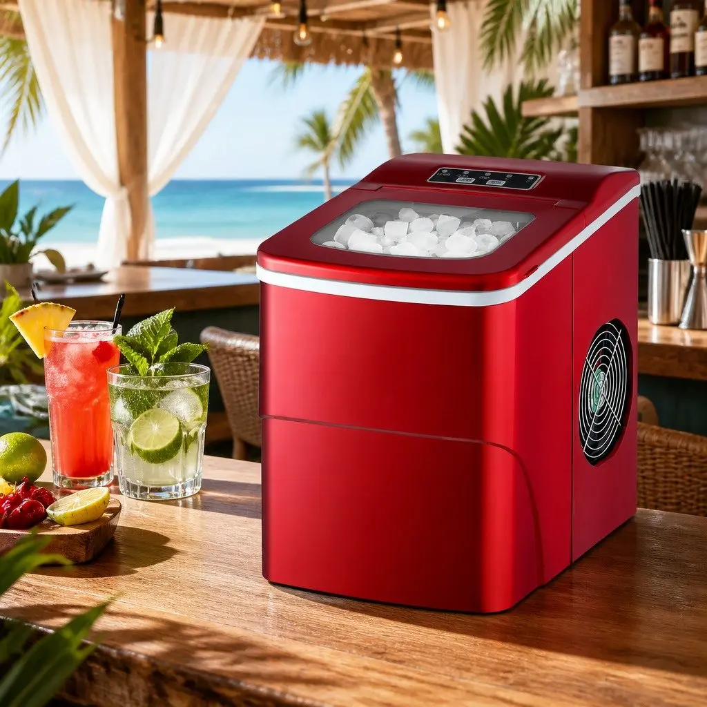 Portable Ice Maker Machine Plastic 2L Red
