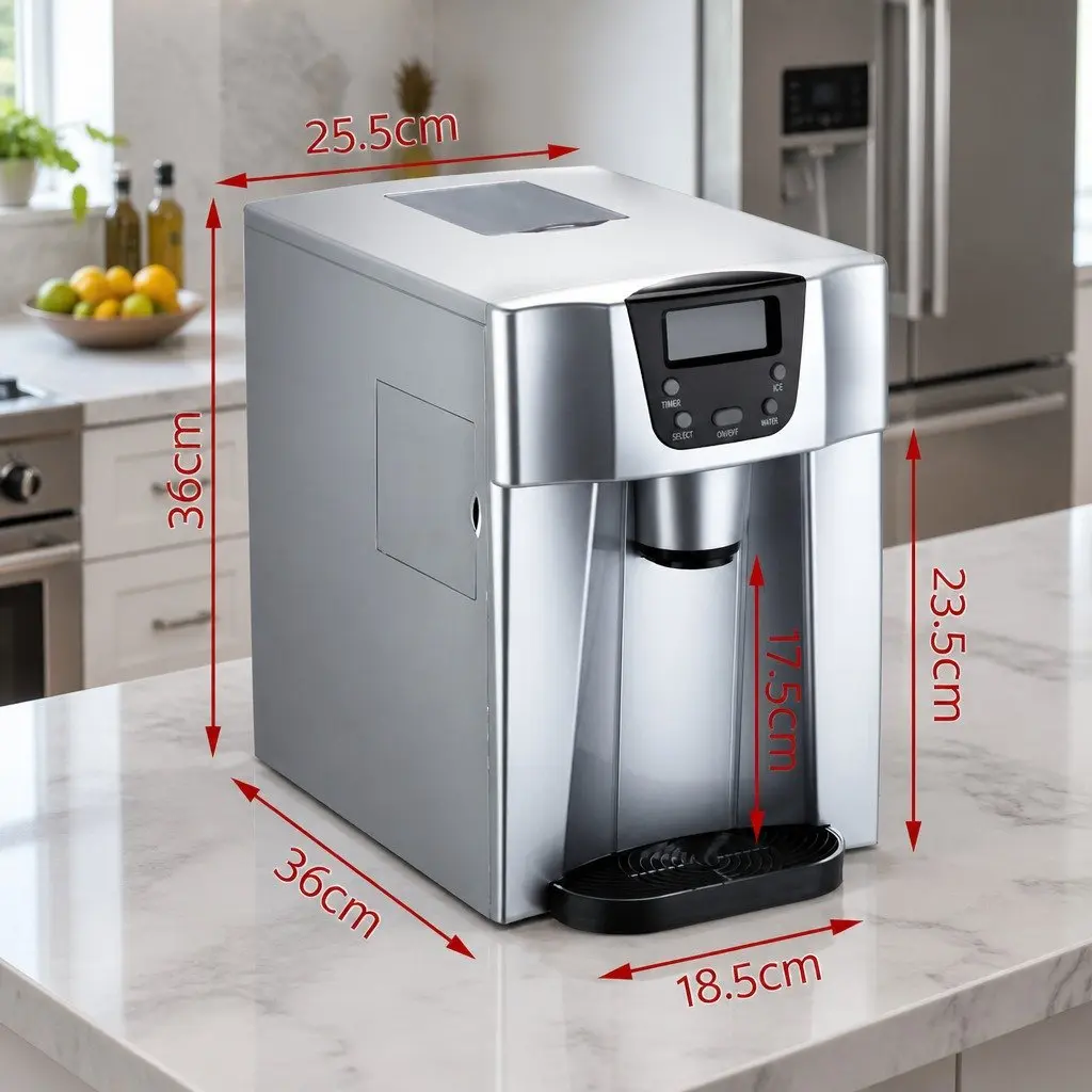Ice Maker Portable Countertop 2L Water Dispenser Plastic Silver