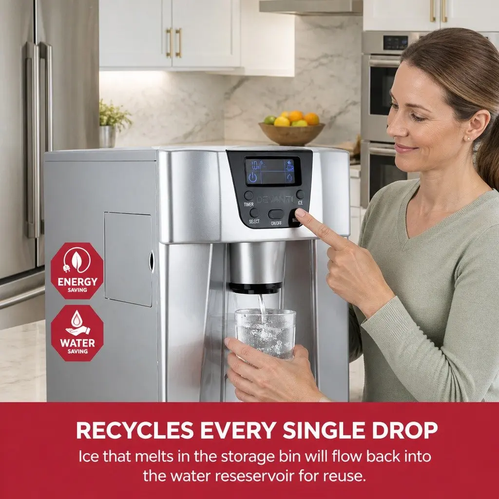 Ice Maker Portable Countertop 2L Water Dispenser Plastic Silver