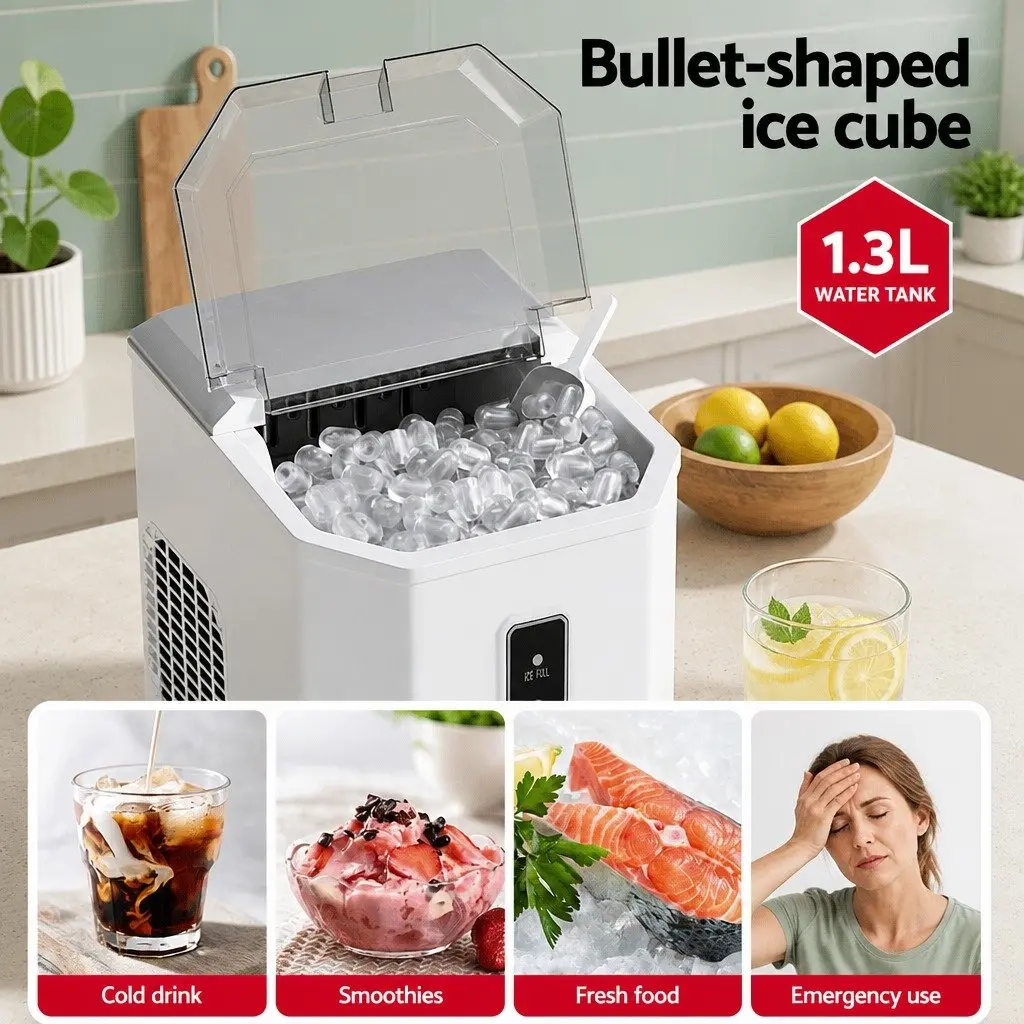 Ice Maker Machine Portable Countertop Plastic 12kg Daily Capacity White Bullet Ice Cube Tray