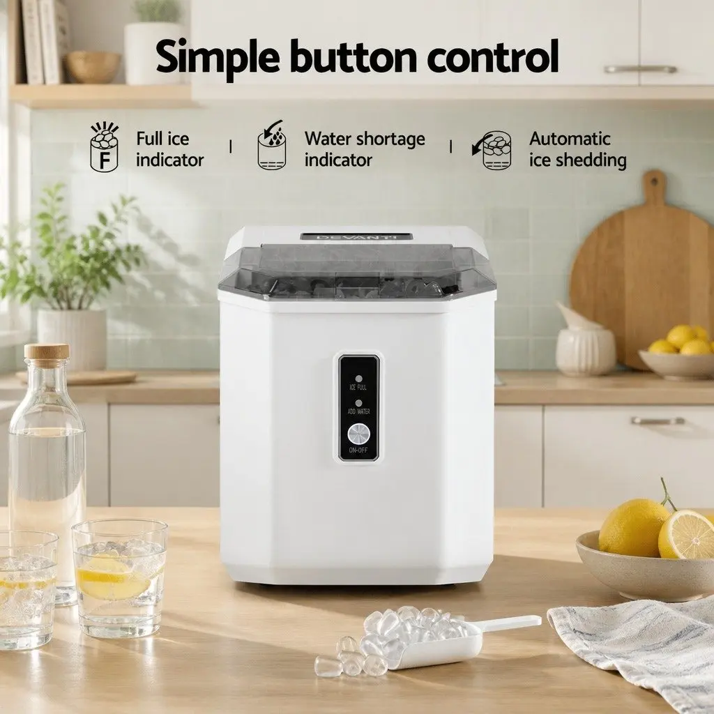 Ice Maker Machine Portable Countertop Plastic 12kg Daily Capacity White Bullet Ice Cube Tray