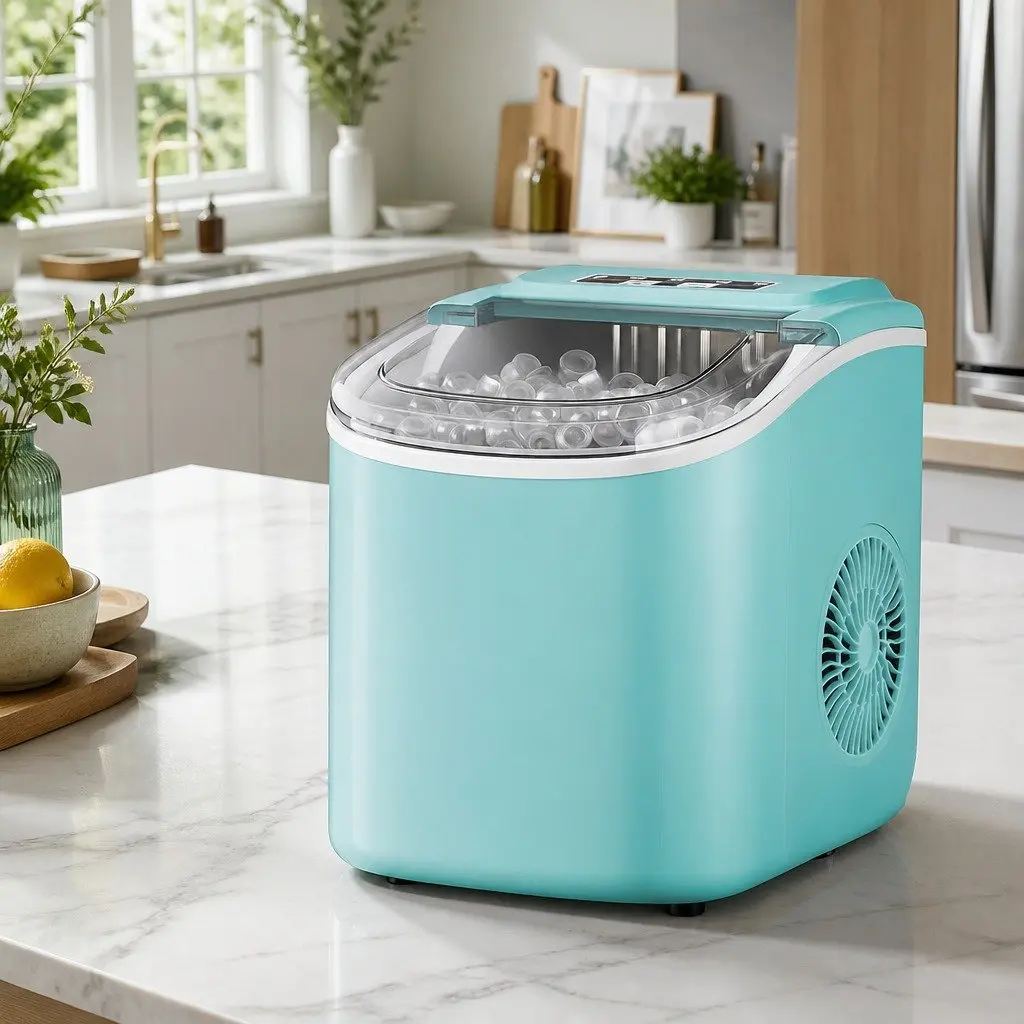 Ice Maker Machine Bullet Shaped Cubes Countertop Green 12kg Daily Production