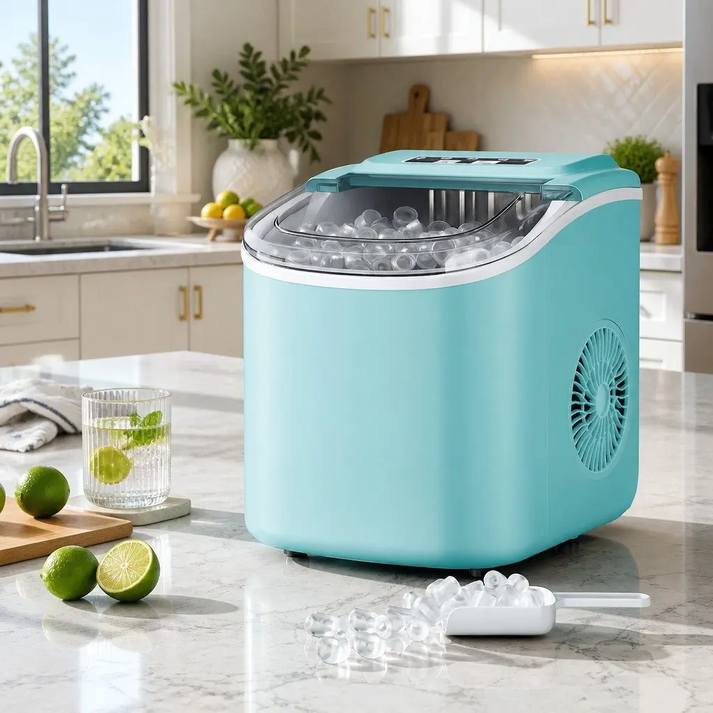 Ice Maker Machine Bullet Shaped Cubes Countertop Green 12kg Daily Production