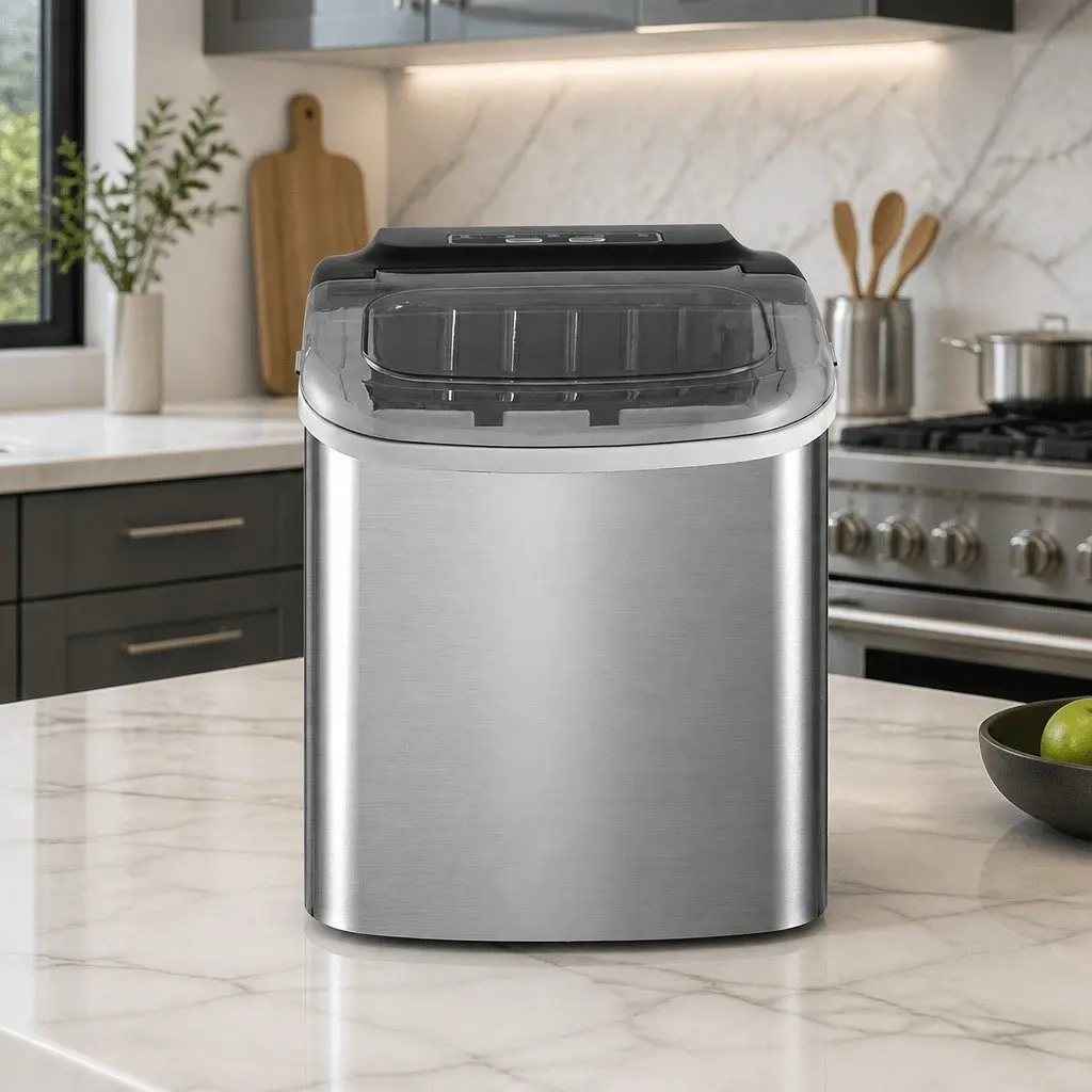 Ice Maker Machine Stainless Steel Countertop 12kg Daily Capacity Silver