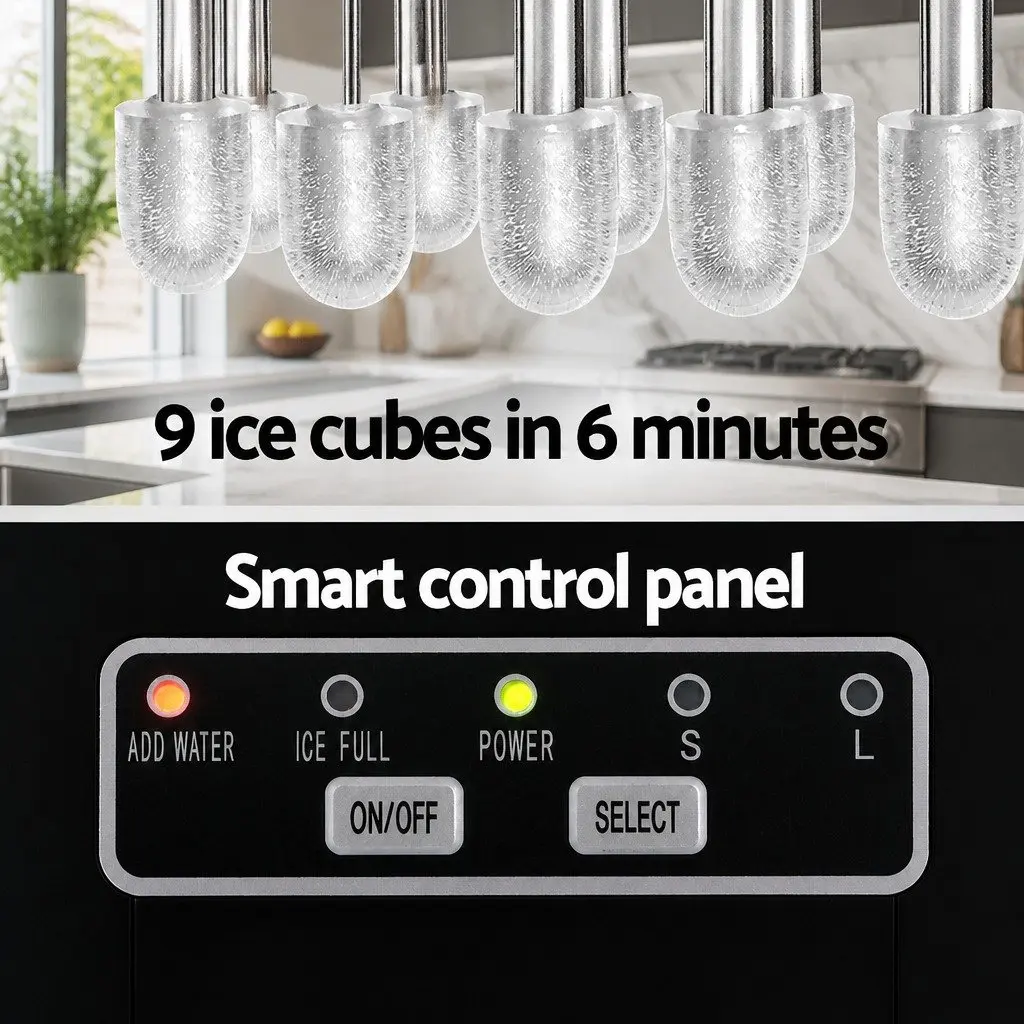 Ice Maker Machine Stainless Steel Countertop 12kg Daily Capacity Silver