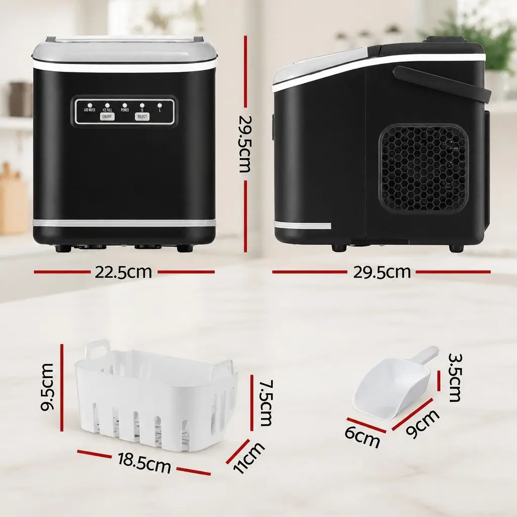 Ice Maker Machine Portable Plastic Countertop 12kg Black