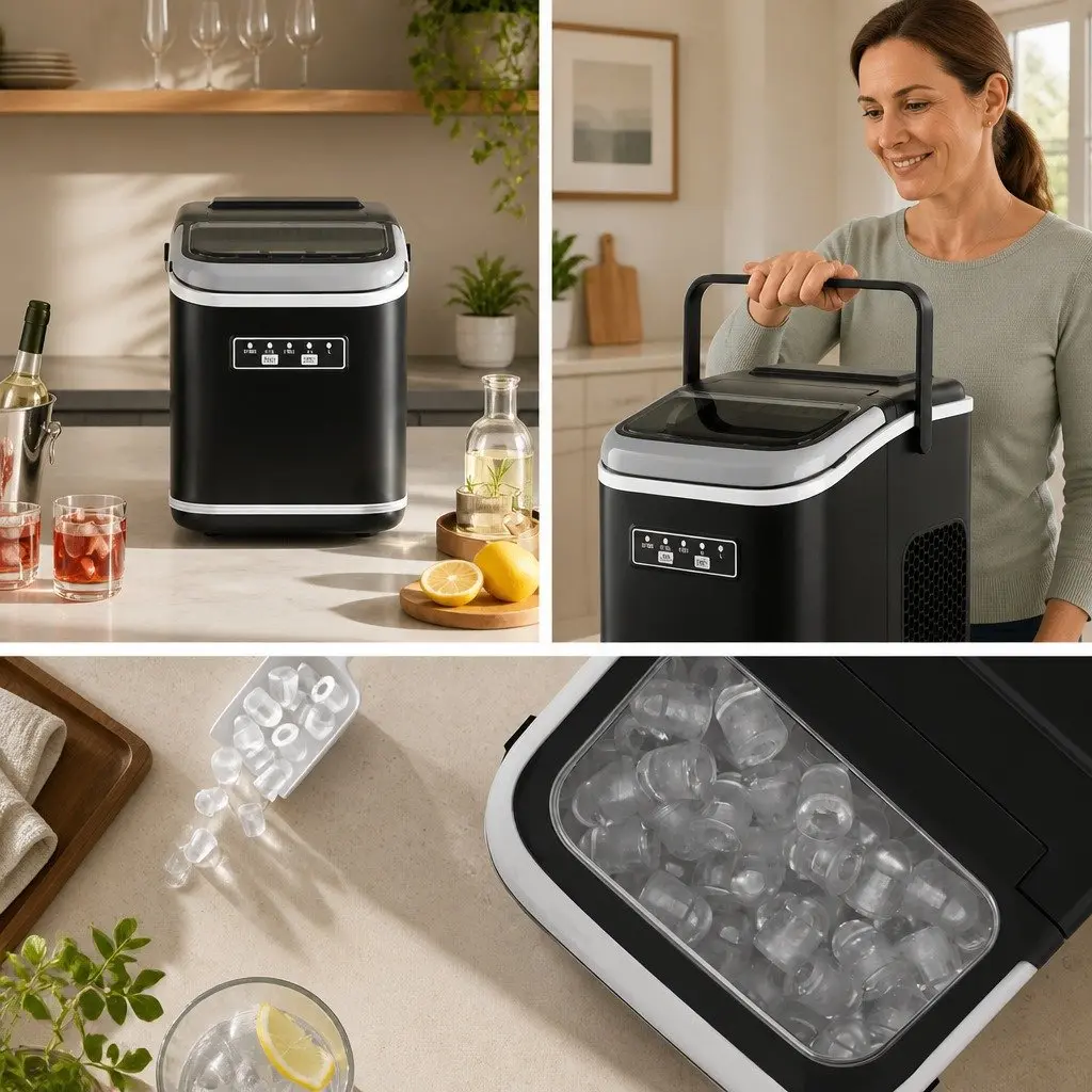 Ice Maker Machine Portable Plastic Countertop 12kg Black