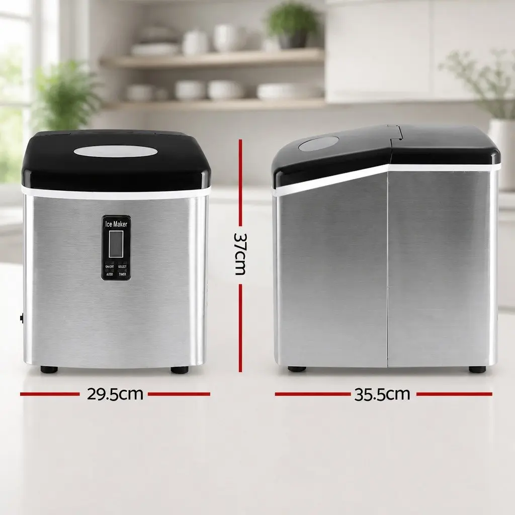 Ice Maker Machine Portable Countertop Stainless Steel Silver 15kg Daily Production
