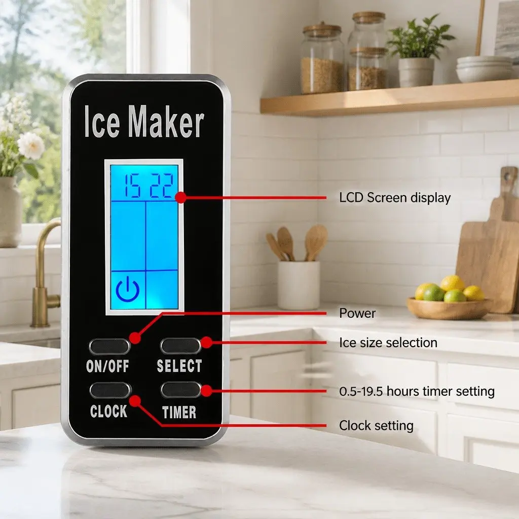 Ice Maker Machine Portable Countertop Stainless Steel Silver 15kg Daily Production