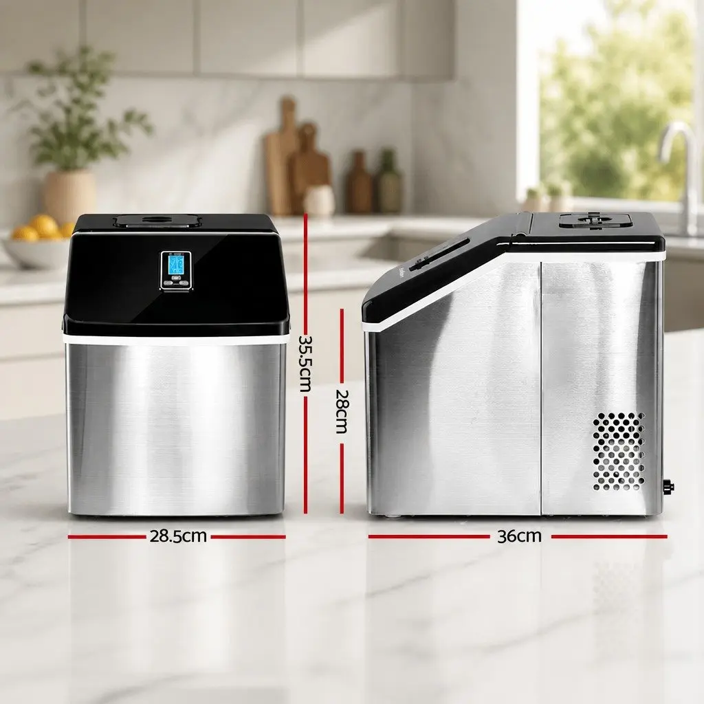 Ice Maker Machine Compact Countertop Silver 18kg Daily Production