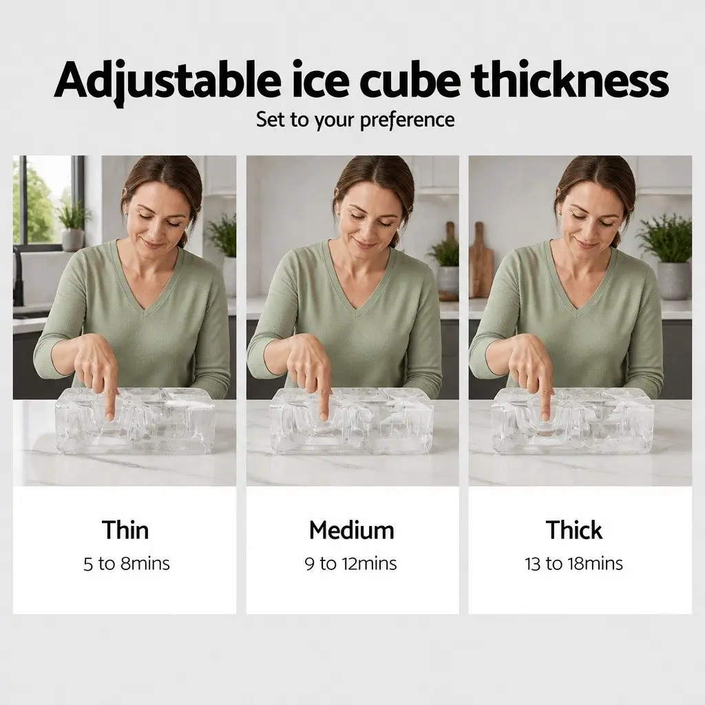 Ice Maker Machine Compact Countertop Silver 18kg Daily Production