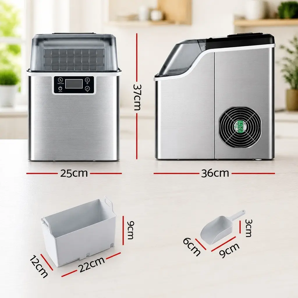 Ice Maker Machine Stainless Steel 3.2L Silver Countertop Portable Quick Freezing