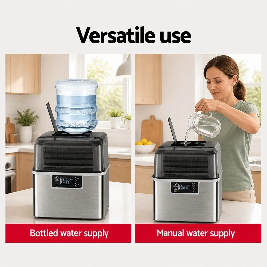 Ice Maker Machine Stainless Steel 3.2L Silver Countertop Portable Quick Freezing