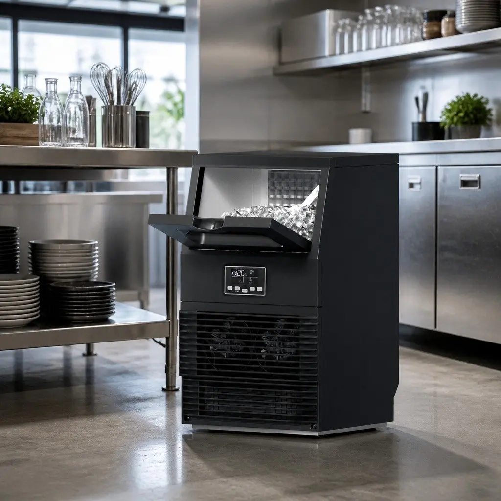 Commercial Ice Maker Machine Stainless Steel Black 30kg 24 Hours