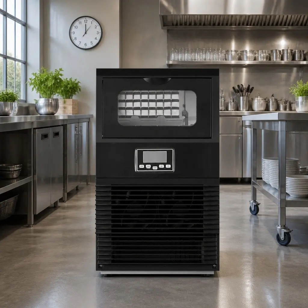 Commercial Ice Maker Machine Stainless Steel Black 30kg 24 Hours