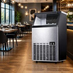 Commercial Ice Maker Machine 45-60kg Daily Capacity Silver Stainless Steel