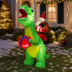 Perfect for Your Yard: 1.75M Christmas Dinosaur Inflatable