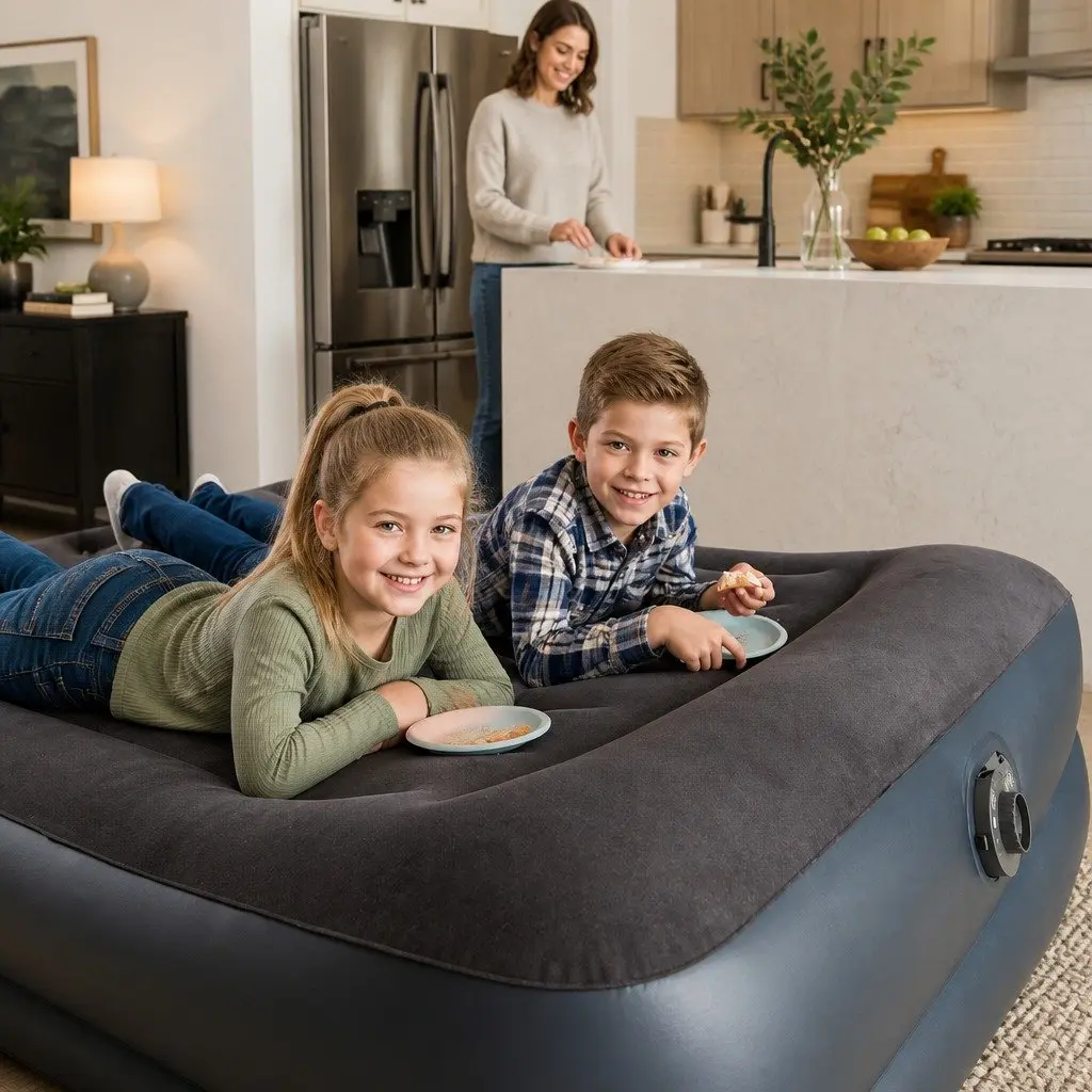 Queen Raised Airbed Fiber-Tech Construction 152 cm x 203 cm x 42 cm Flocked