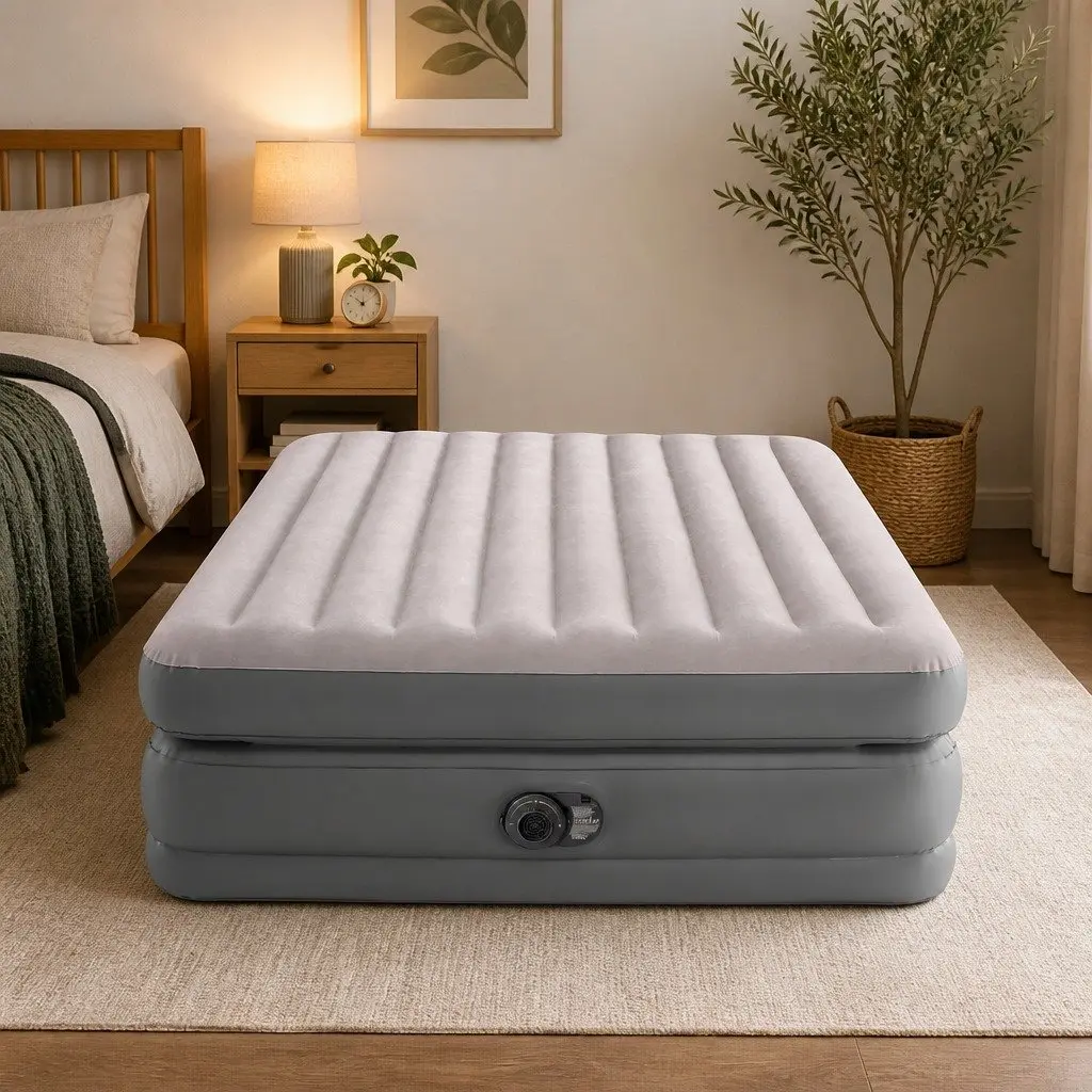 Queen Elevated Airbed Fiber-Tech Inflatable Mattress 152 cm x 203 cm x 42 cm Portable
