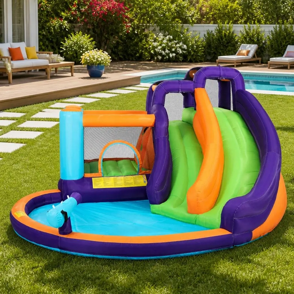 Inflatable Water Slide PVC-coated Polyester 430cm Red White Green