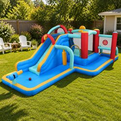 Kids Inflatable Water Slide Splash Pool Park Bounce House Trampoline Climbing