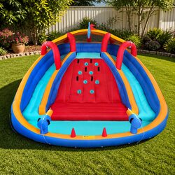 Kids Inflatable Water Park Slide Cannon Splash Game Outdoor Garden Pool Toy
