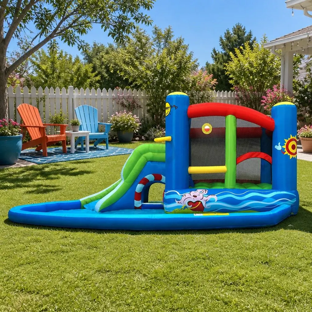 Inflatable Water Slide Bouncer Castle Toy PVC-coated Polyester 480cm L Multicoloured