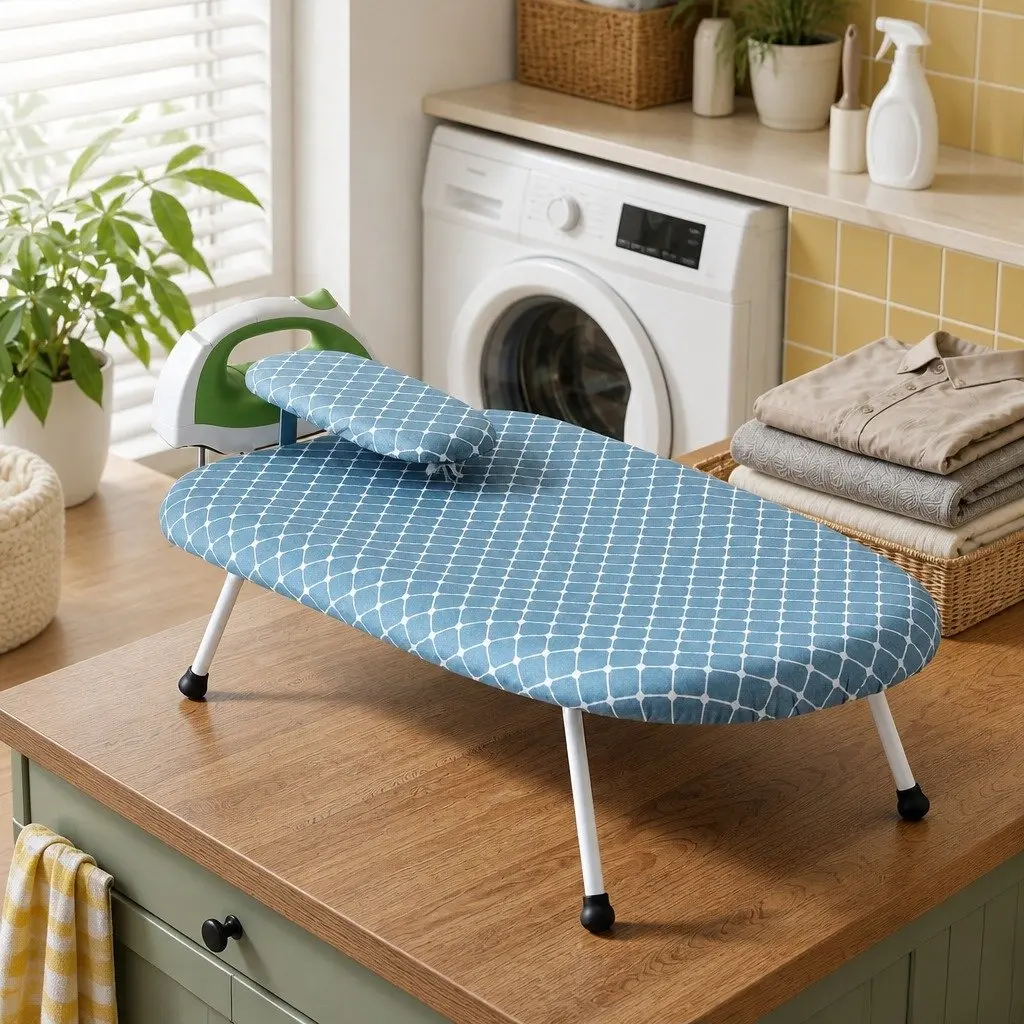 Tabletop Ironing Board Folding Compact Plastic Iron Rest Sleeve Board Portable White Blue