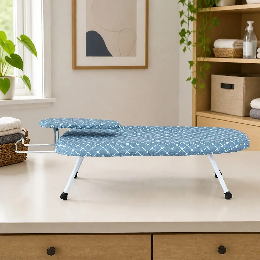 Tabletop Ironing Board Folding Compact Plastic Iron Rest Sleeve Board Portable White Blue