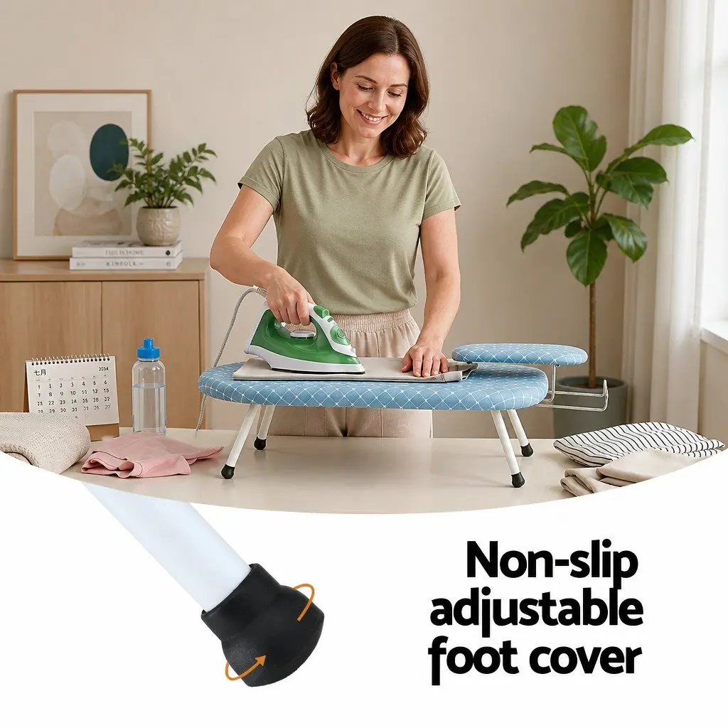Tabletop Ironing Board Folding Compact Plastic Iron Rest Sleeve Board Portable White Blue