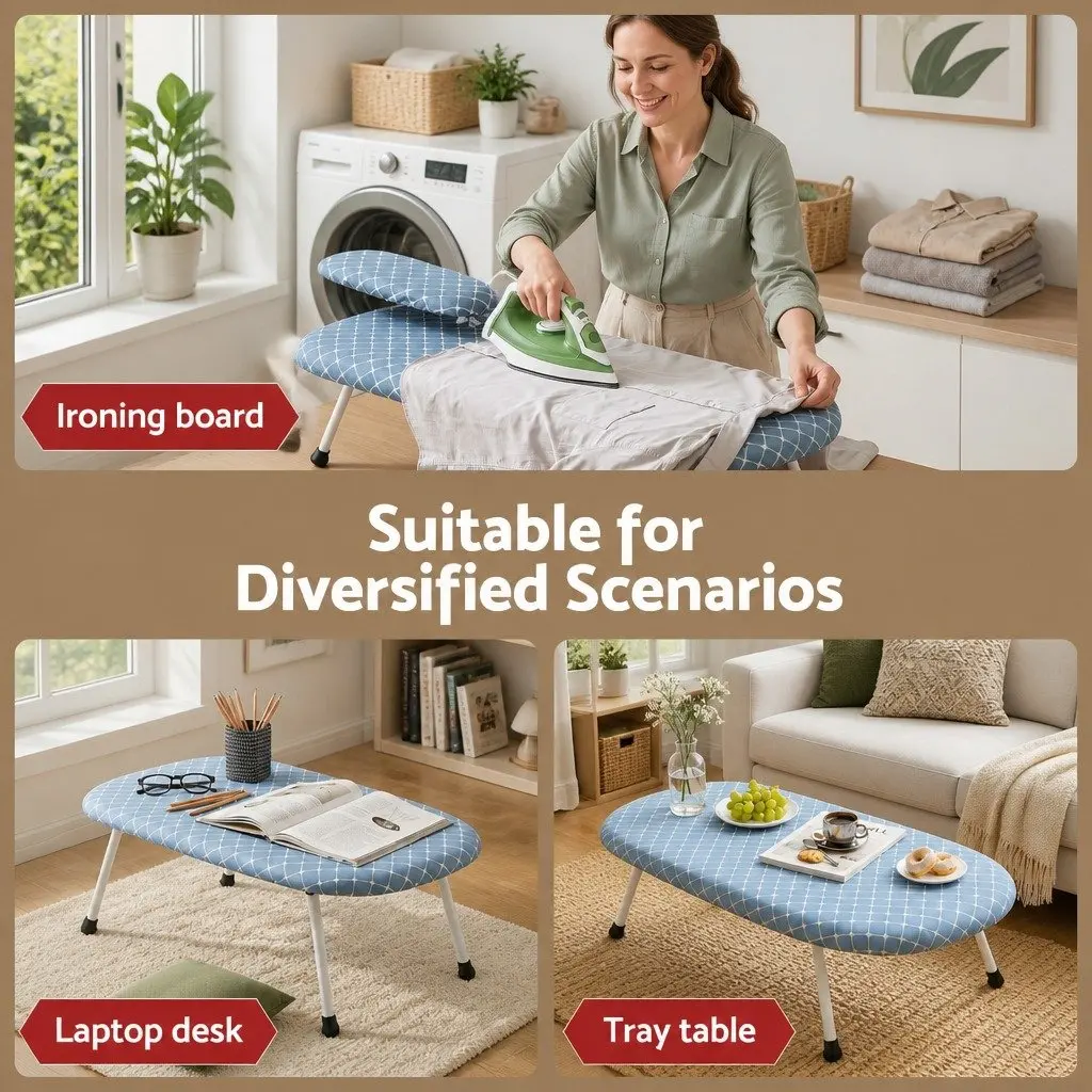Tabletop Ironing Board Folding Compact Plastic Iron Rest Sleeve Board Portable White Blue