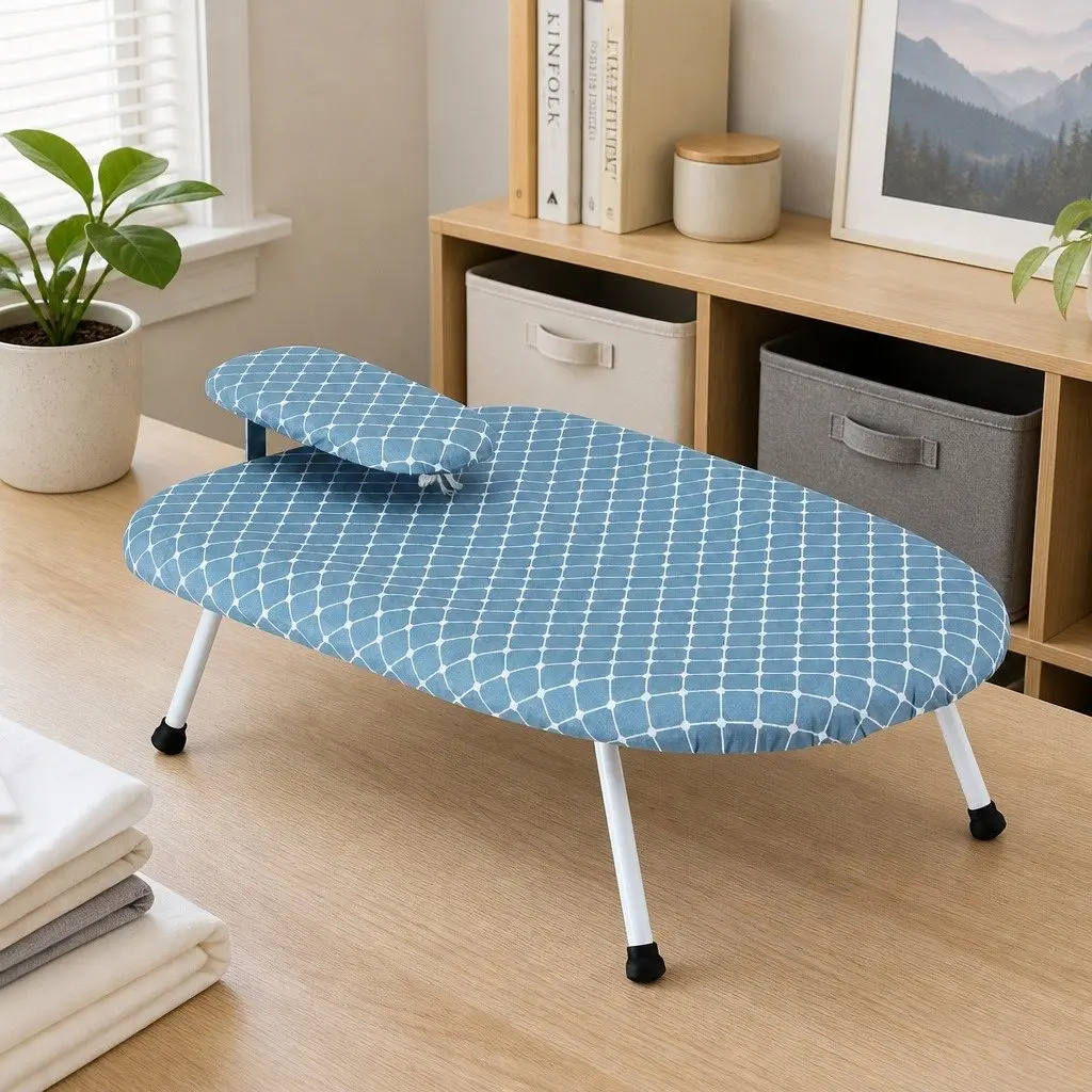Tabletop Ironing Board Folding Compact Plastic Iron Rest Sleeve Board Portable White Blue