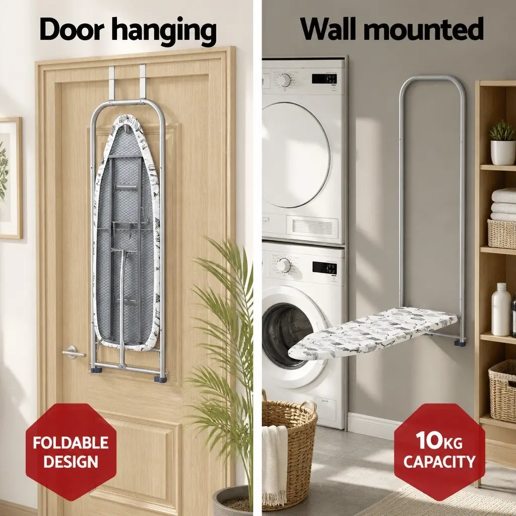 Wall Mounted Ironing Board Metal Frame Foldable 40cm x 120cm Grey