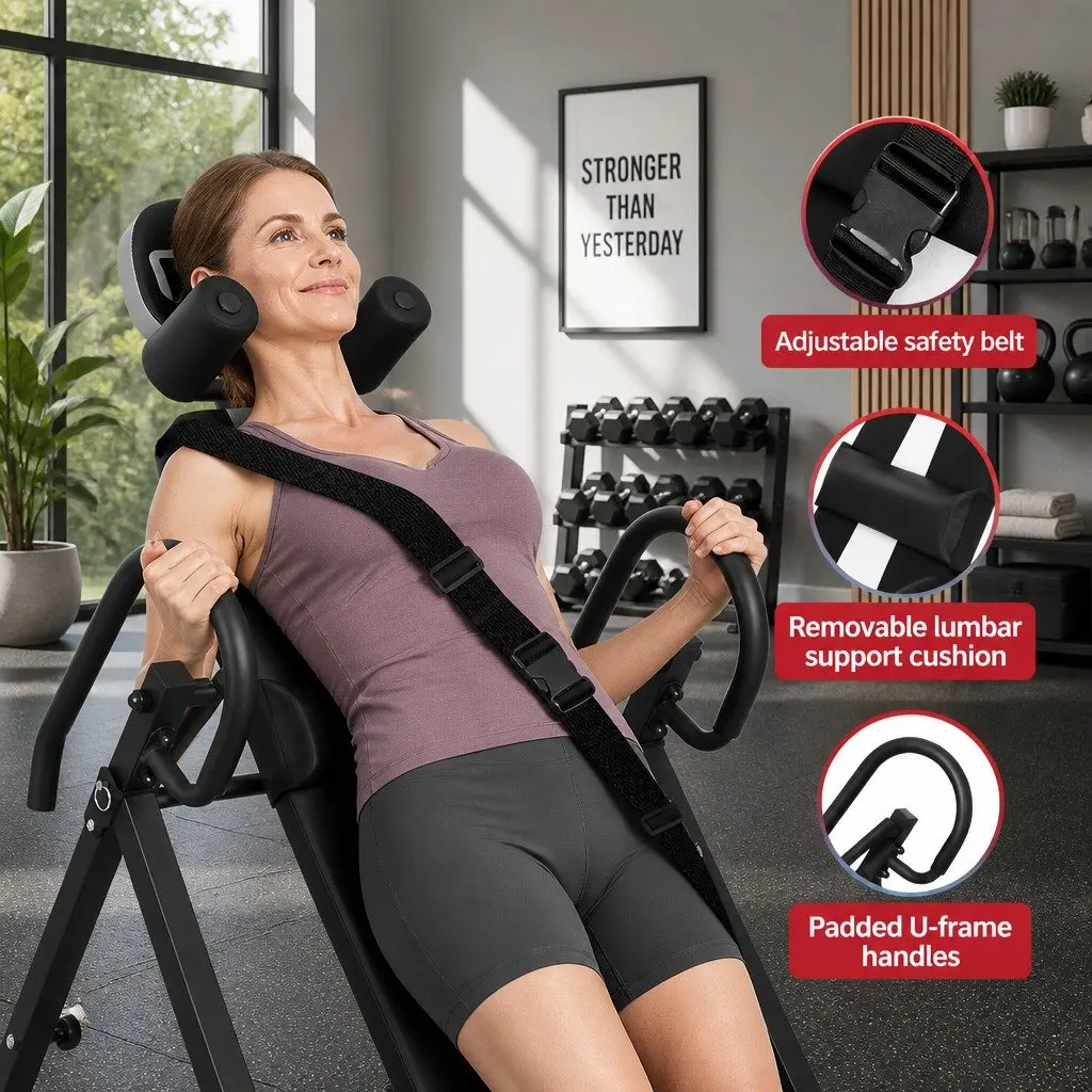 Inversion Table Steel Adjustable 180 Degree Red or Black
